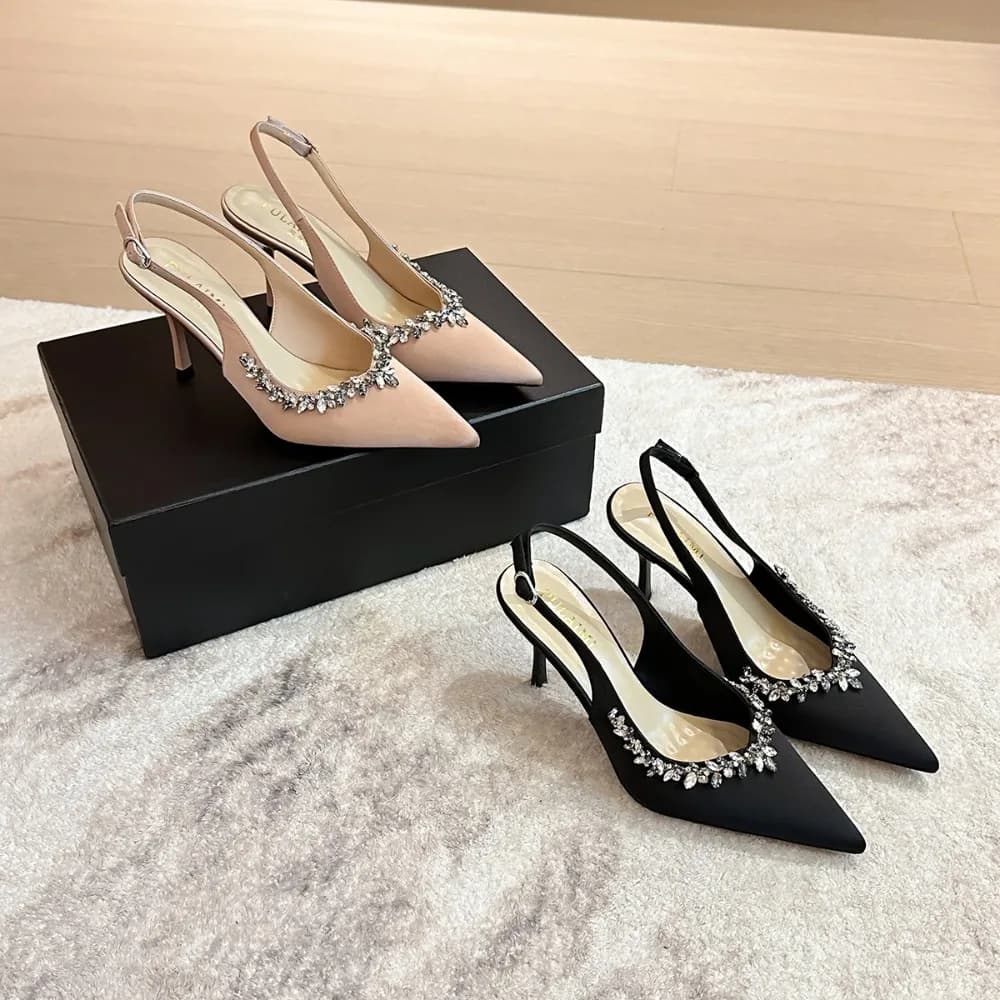 Elegant Fairylike High Heel Sandals Korean Style Summer New Small Fragrance Wind High Sensation Pointed Toe Thin Heel Shoes