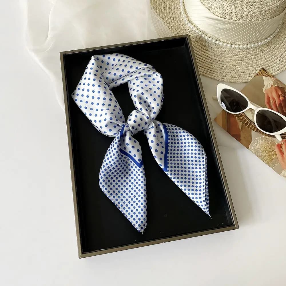 Retro Printed Dot Print Scarf Y2K Geometric Shape Polka Dot Silk Scarf Colorful Korean Hair Scarf Scarf Accessories