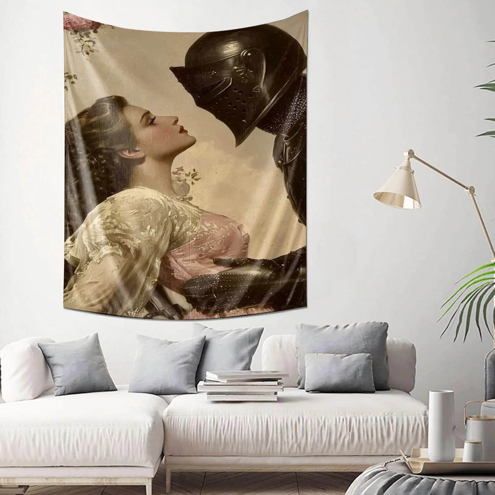 Elegant Knight and Lady Tapestry Romantic Medieval Art for Home Decor Wall Hanging Living Room Bedroom Decoration