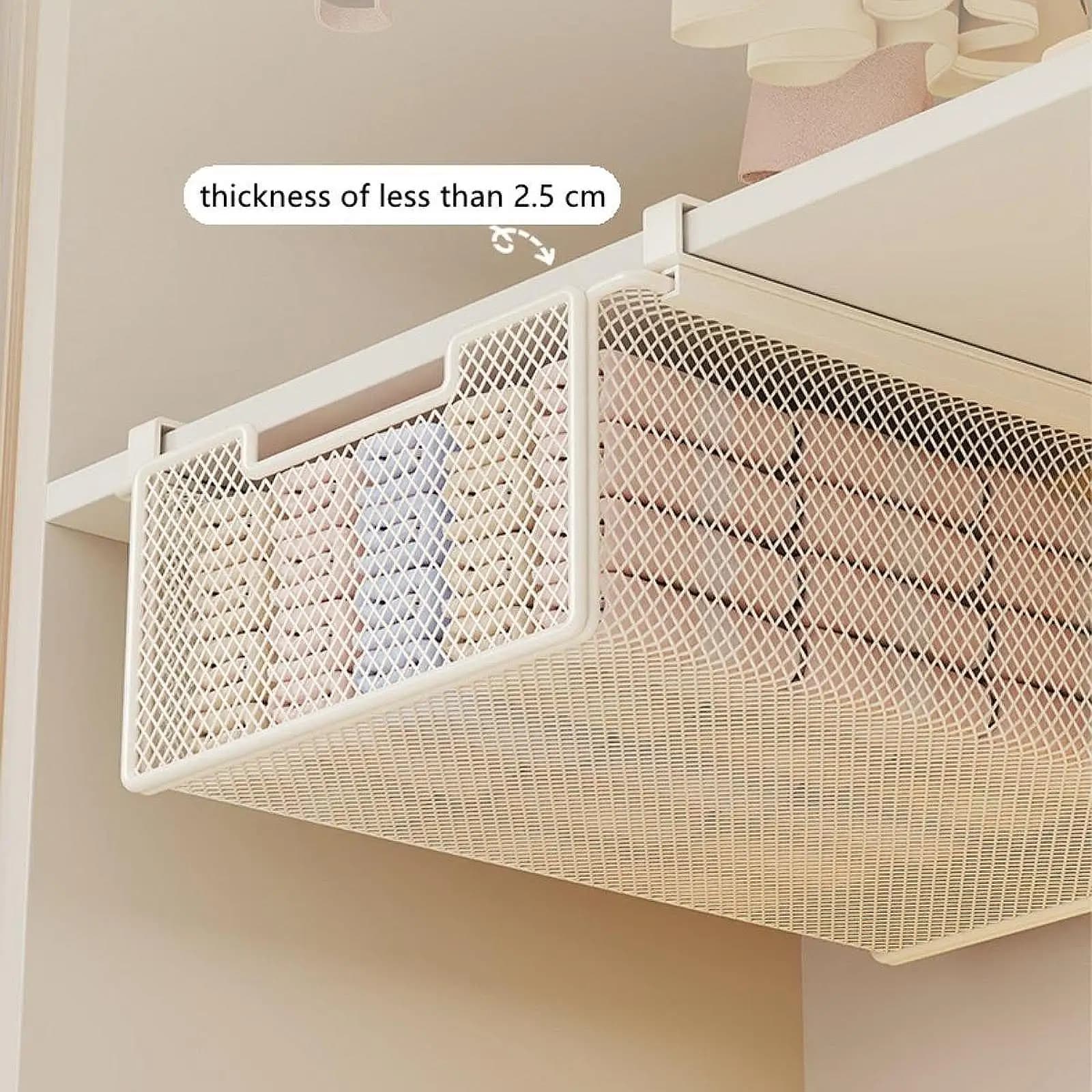 Underwear Organizer, Hanging Pull-Out Drawer Basket, Compact under Shelf Storage Organizer for Office And Home Closets, Bras