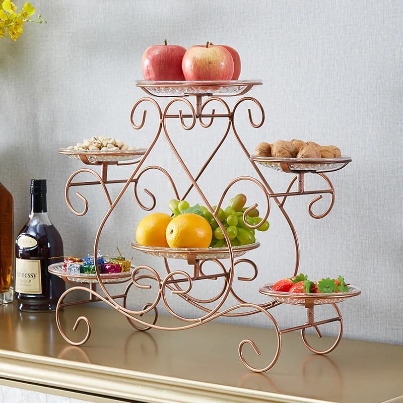 European multi-layer fruit plate cake rack household candy dried fruit snack tray rack wedding table fruit plate wrought iron