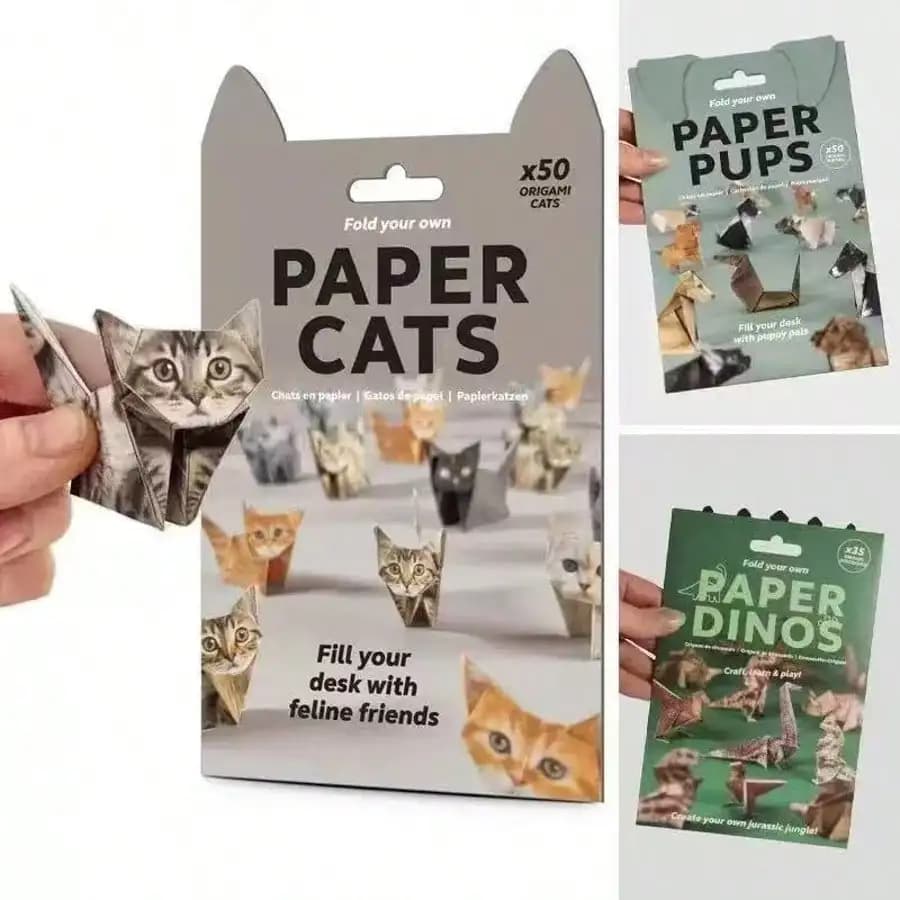 50pcs Geometric Origami Cats & Dogs Animals Origami DIY 3D Origami