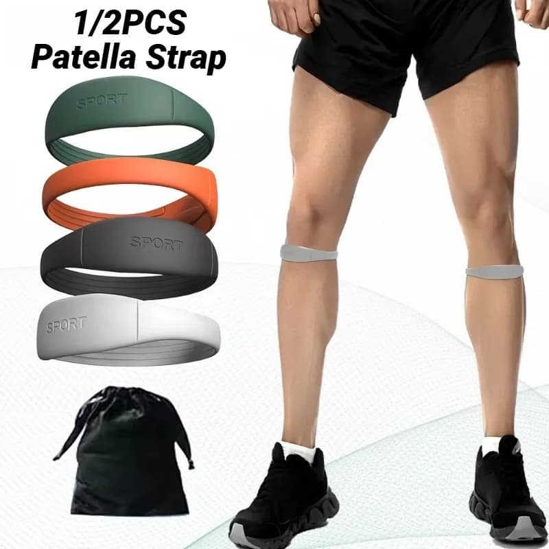 1/2Pcs Silicone Patella Knee Strap Adjustable Shock Absorption Sports Knee Support Brace for Men Women Running Basketball Gym