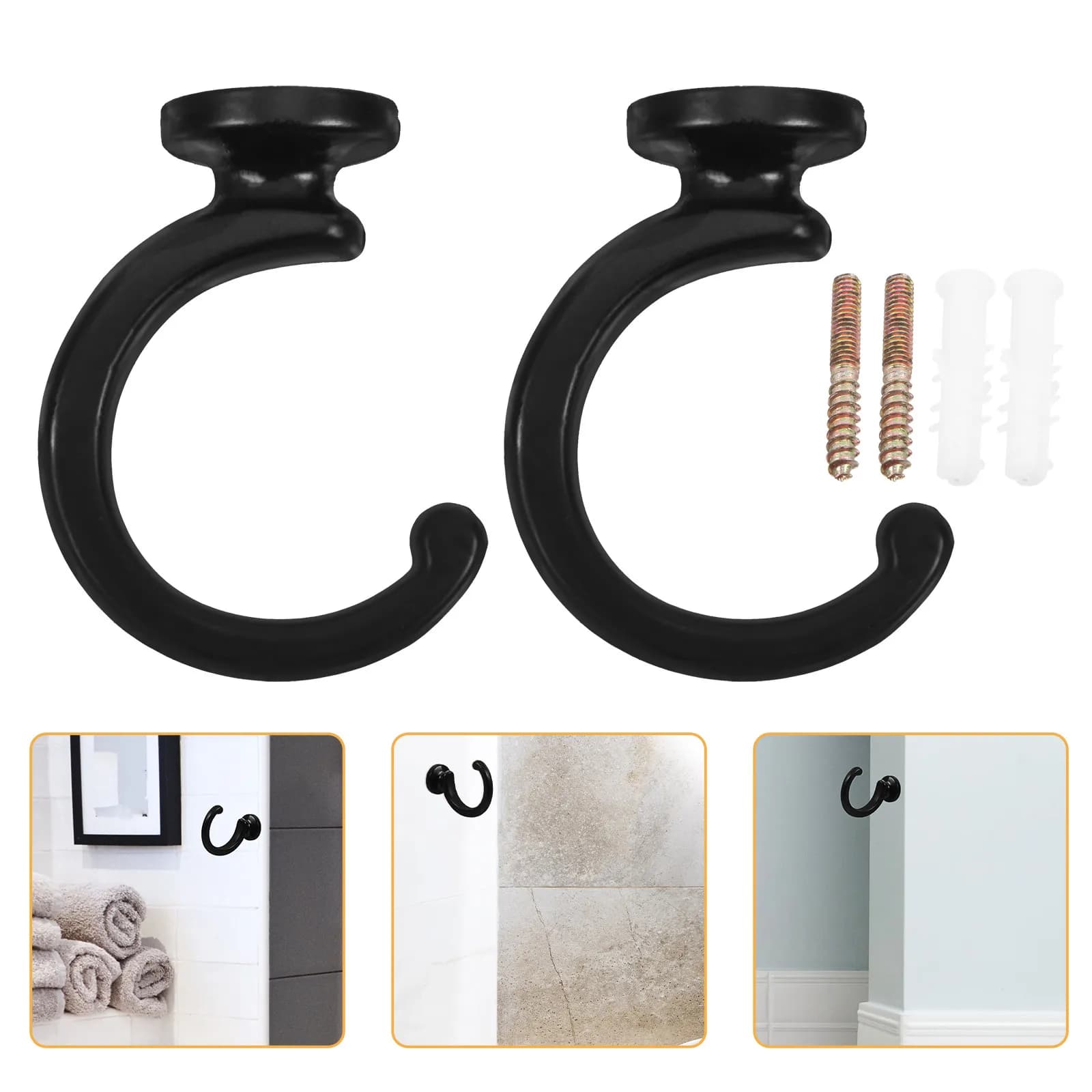 2 Pezzi Ganci da Parete in Lega di Zinco, Ganci per Tende Resistenti, Supporti a Muro per Tende, Asciugamani, Chiavi, Borse - Stile Moderno