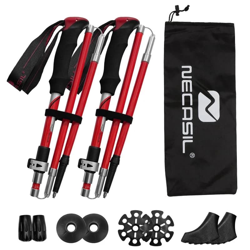 Ultralight 100% Carbon Fiber Trekking Poles 2-Pack Foldable Pair Fixed Length Carbon Ultra Lightweight High-Density Carbon for H