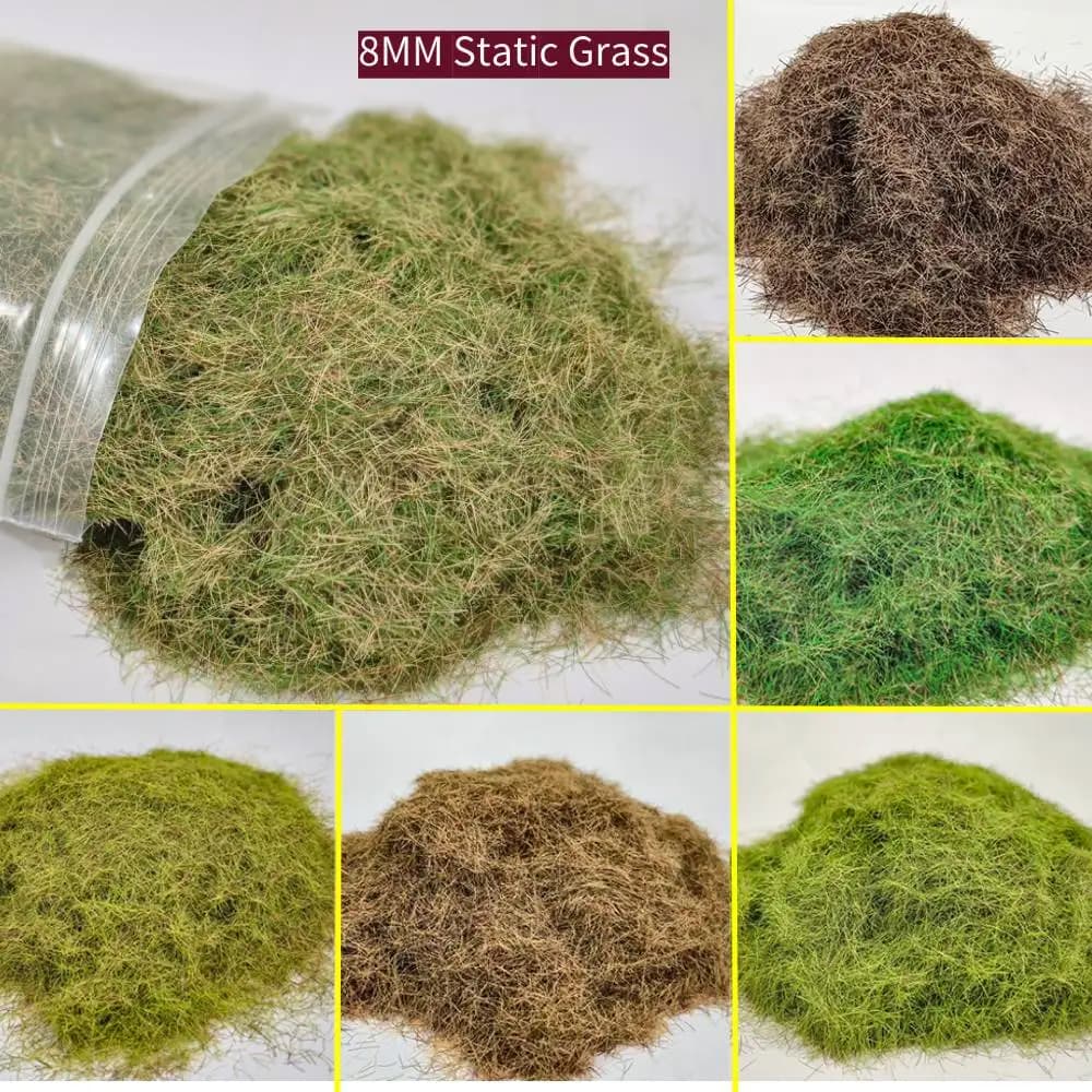 Ago per erba statica artificiale in miniatura Tuft per erba da 8 mm per paesaggio da tavolo di sabbia/Layout del treno ferroviario/Paesaggio del gioco di guerra/Diorama 30G