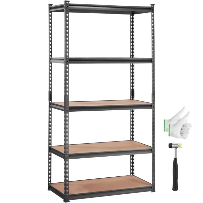 Storage Shelving Unit Garage Shelves Metal Organizer Utility Rack Black Kitchen Pantry Basement Bathroom Laundry Storage Holders
