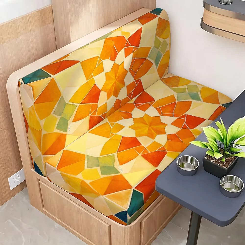 Digital Print RV Sofa Cover, RV Sofa Cushion/Seat/Set Sofa Cover, Comfortable Sofa Cover Fabric, Elastic Material, Easy to Install, Machine Washable, Suitable for Double Sofa, RV, Camping Car Decoration