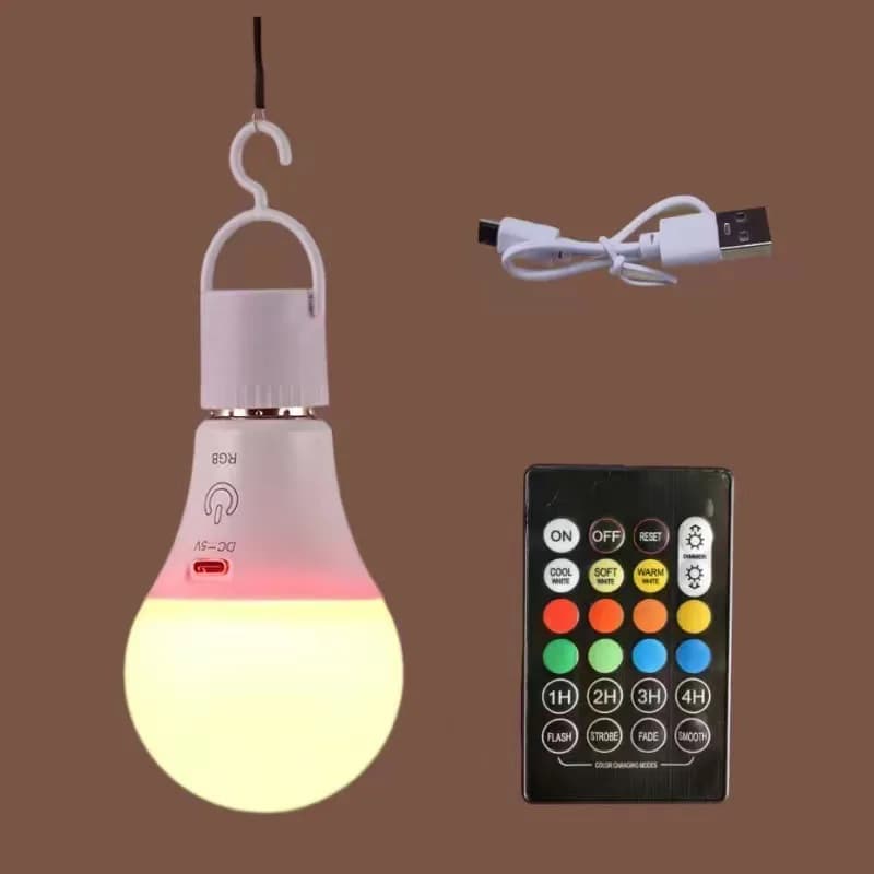 Lampadine LED di emergenza portatili E27 USB ricaricabili RGB LED Tenda da esterno Lettura di libri Luce notturna Lampade da pesca da campeggio all'aperto