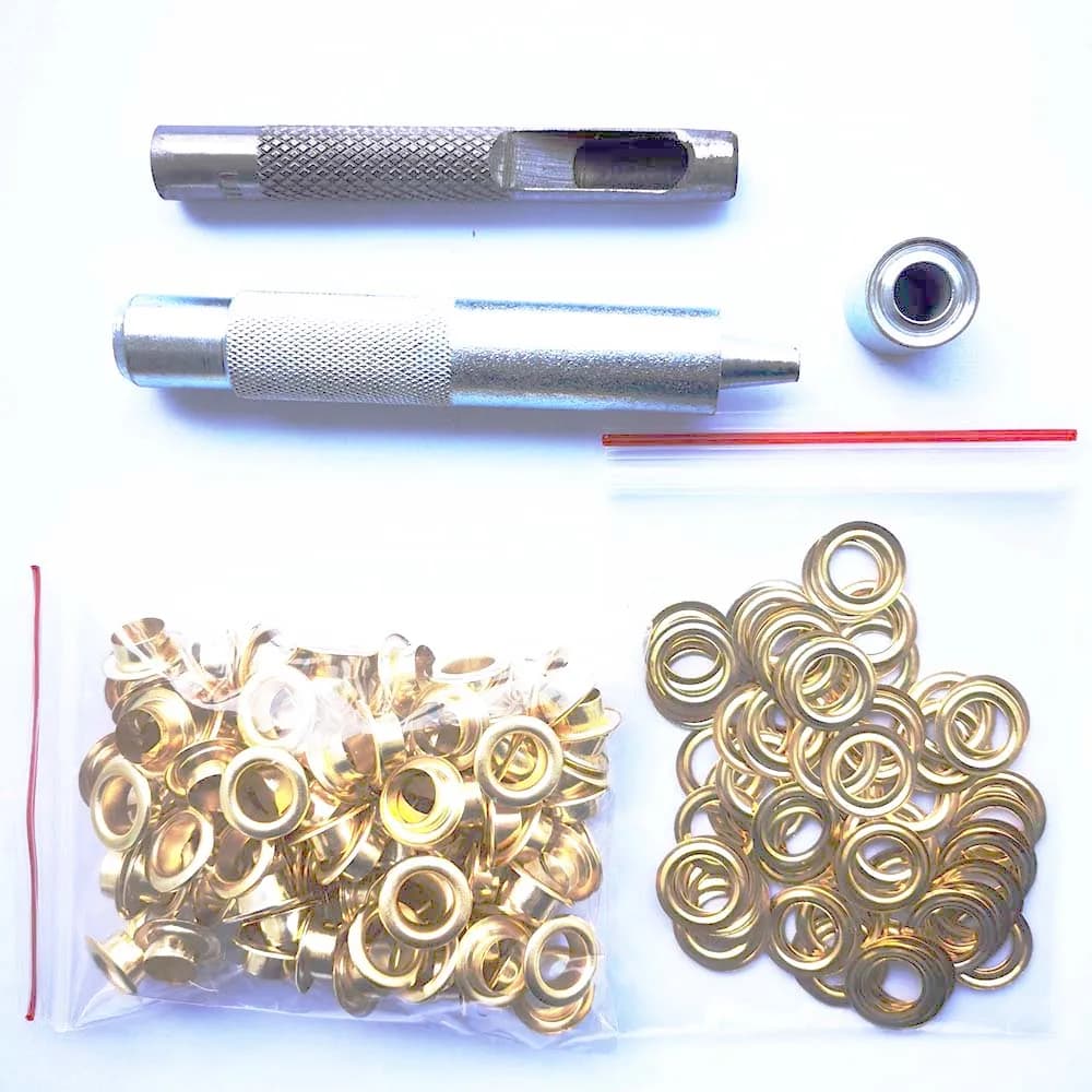100Set Set di strumenti per l'installazione di punzoni con occhielli in metallo Color oro per vestiti da cintura tende di tela scarpe tenda 4mm - 20mm