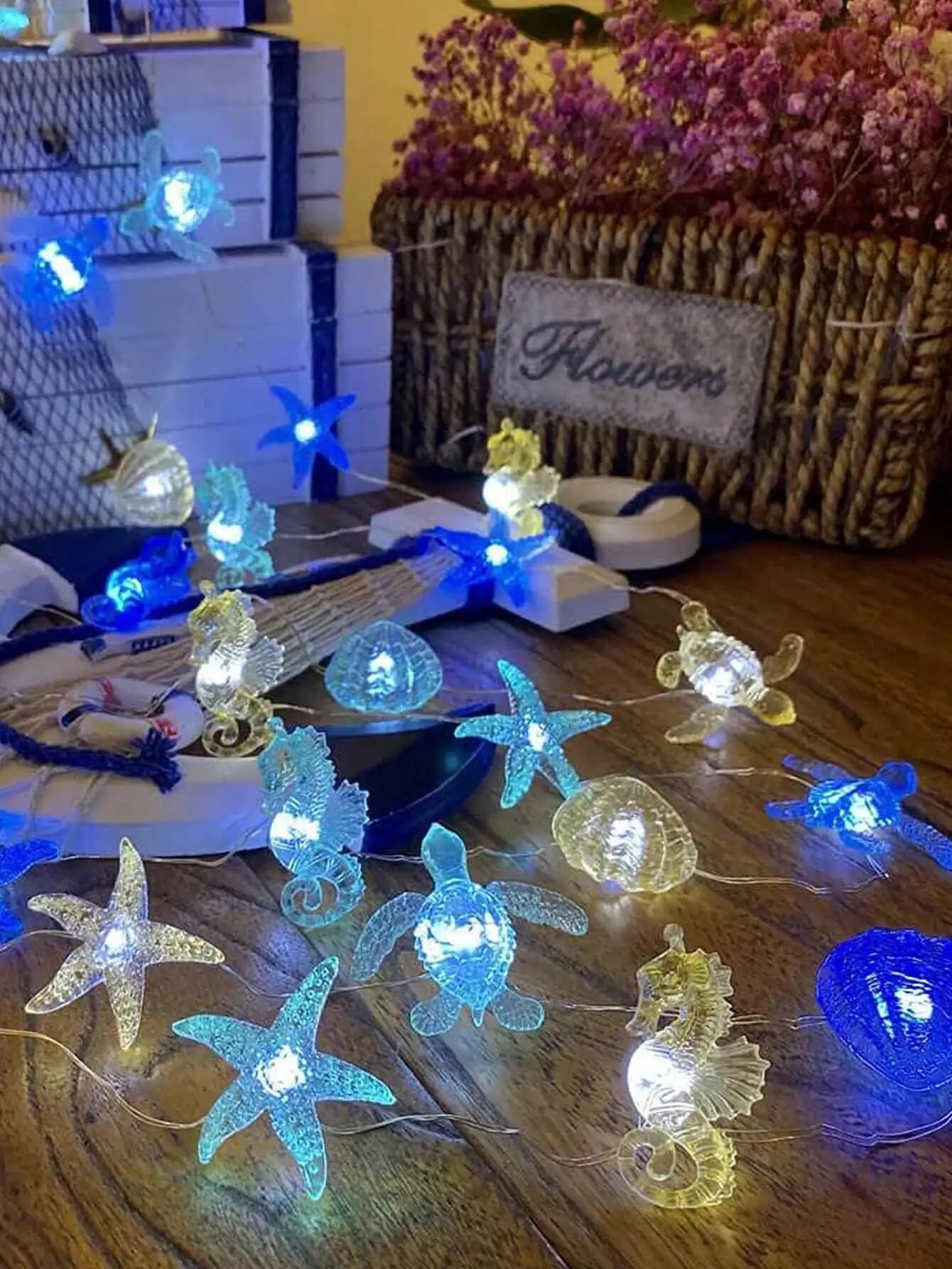 Luci a stringa a tema spiaggia con 20 LED a forma di simpatica tartaruga marina verde, luci decorative a tema oceano per feste in casa, bagno e decorazioni per alberi