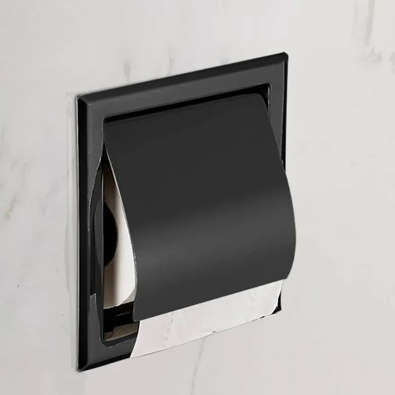 1 pezzo di portarotolo di carta igienica in acciaio inossidabile nero, montato a parete, scatola di fazzoletti nascosti, hardware per il bagno