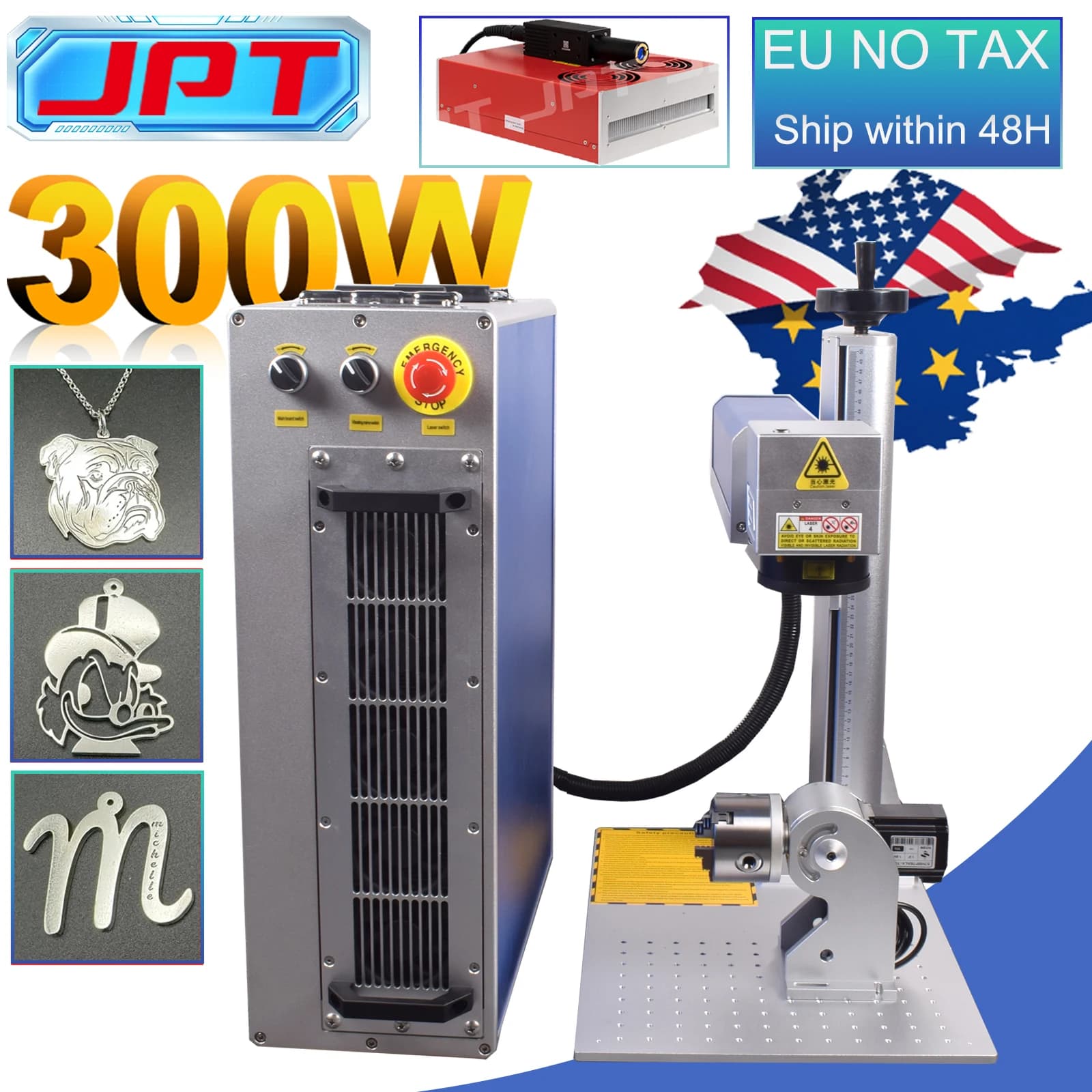 Macchina per marcatura laser a fibra 300W, incisore laser industriale MOPA 60W 100W 200W 300W per marcatura di metalli e gioielli