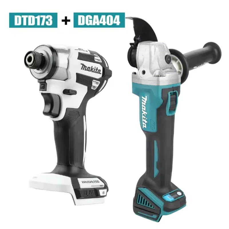 Power Tools Set Makita DTD173/DGA404 18V 2026, Impulse Screwdriver Without Brushes and Battery Drill