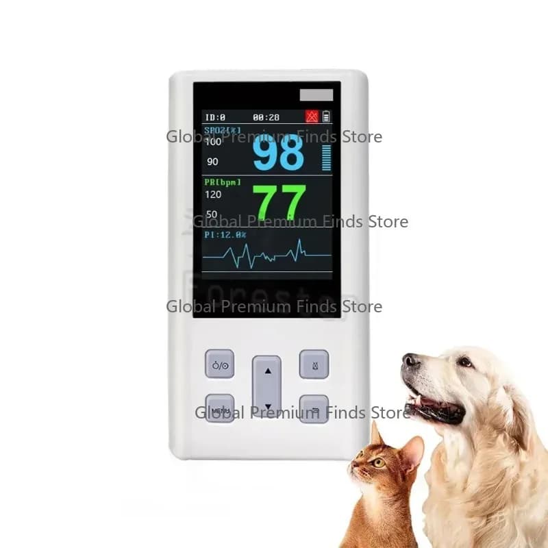 Portable pulse oxometer for heart rate and saturation with veterinary and M-ed-ical SPO2 with memory