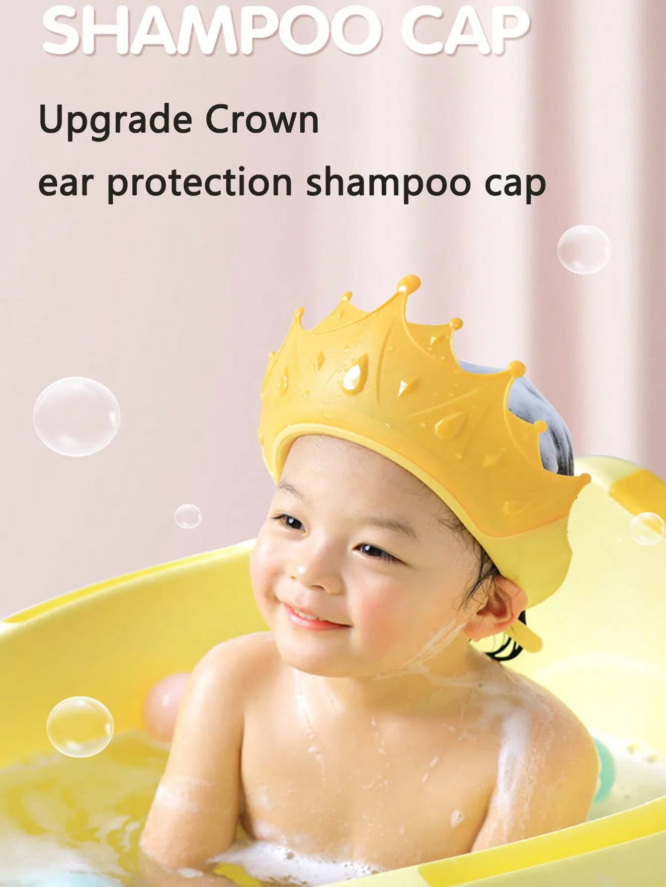 Cuffia per il lavaggio dei capelli cuffia per la doccia per bambini corona cuffia per l'ancoraggio dei capelli del bambino protezione in Silicone regolabile impermeabile cappello per il lavaggio dei capelli del bambino