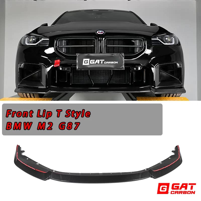 Per BMW M2 G87: Diffusore Anteriore a Labbro Stile T in Fibra di Carbonio Secca, Kit Carrozzeria Inferiore