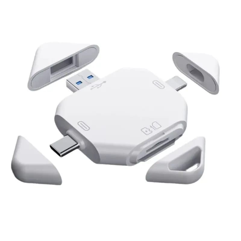 Adattatore per lettore di schede SD ABKI per computer/fotocamera, lettore di schede di memoria 5 in 1 per schede SD e TF