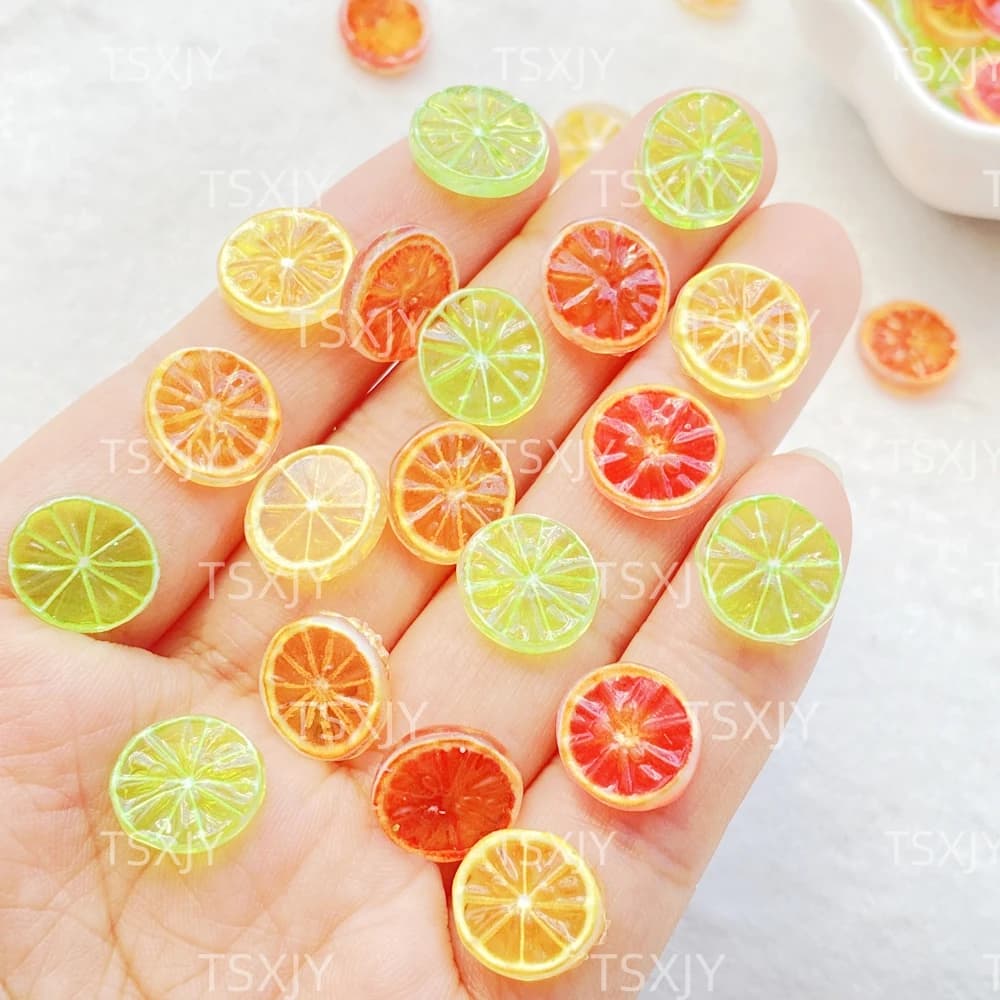 50 pezzi di resina carina mini fette di limone colorate per nail art in resina di design fai da te per decorazioni per unghie gioielli