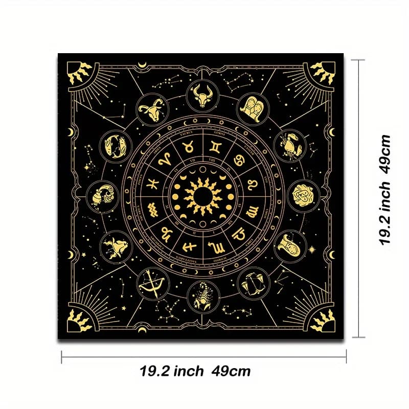 Telo da altare per divinazione dei 12 segni zodiacali VIKAMA, adatto per tappetini per carte oracolo astrologiche, perfetto per l'arredamento di sale giochi e dormitori.