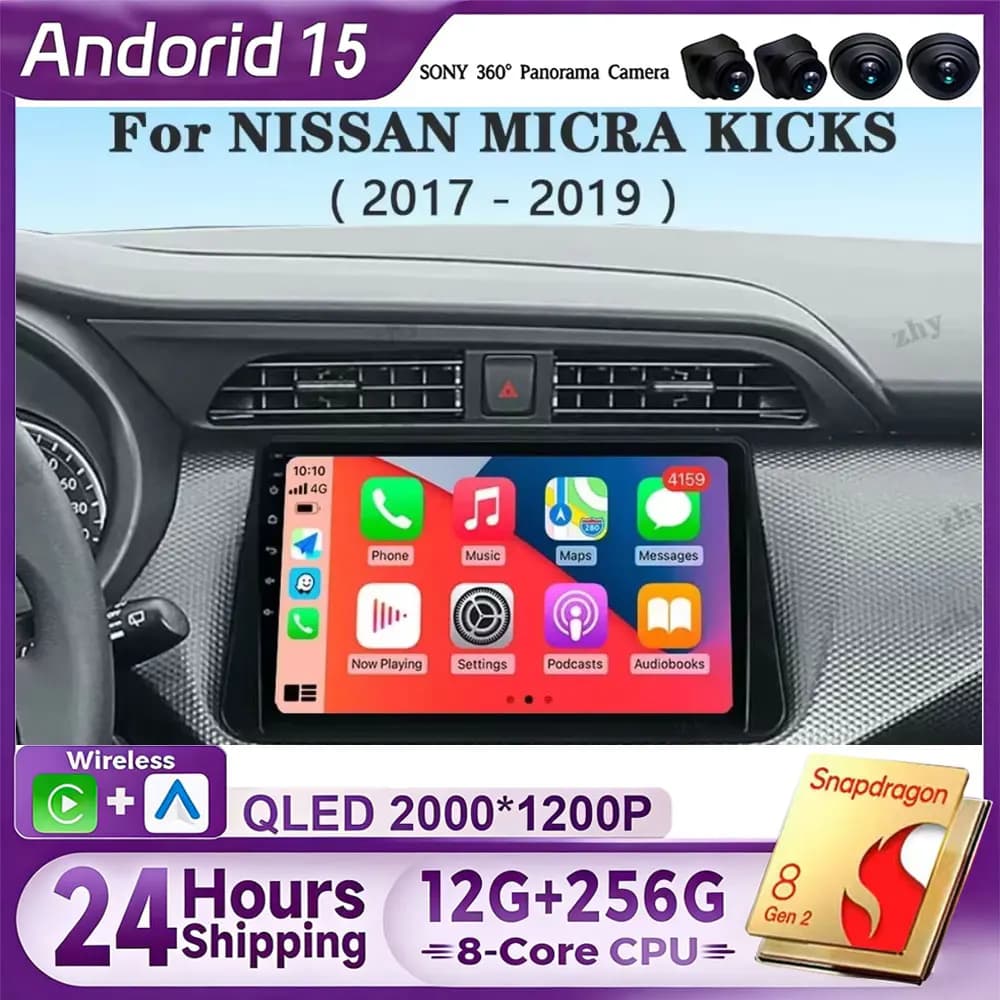 Android 15 Carplay Auto for NISSAN MICRA KICKS 2017 2018 2019 Autoradio Multimedia GPS Navigation Video Player No 2Din 2 Din 4G