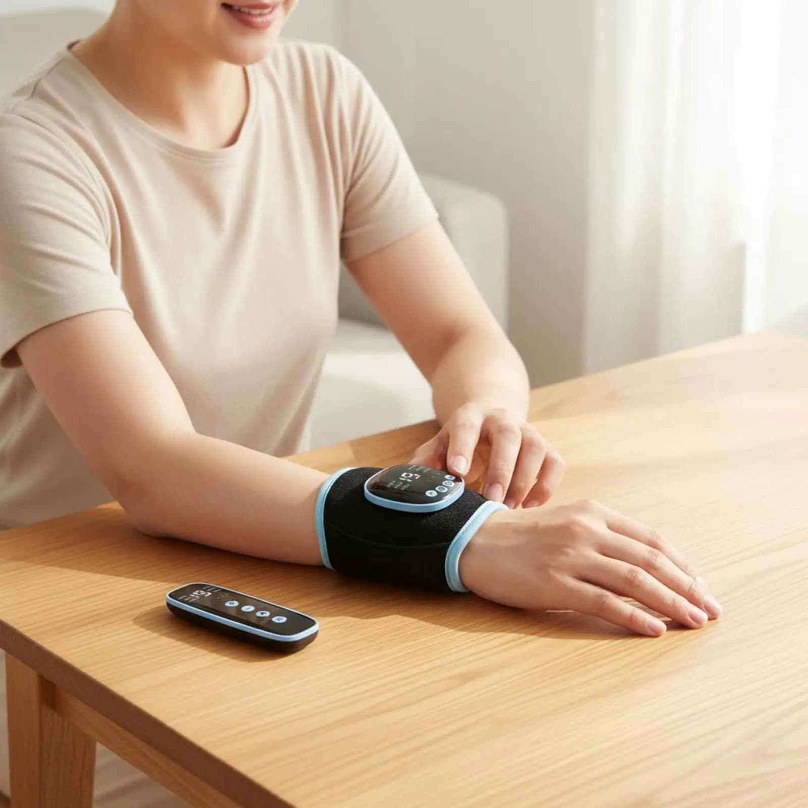 Fascia da Polso Riscaldante EMS con Massaggio Elettrico, Stimolatore per Arti, Massaggiatore Wireless per Articolazioni, Utilizzo Multiplo per Atleti