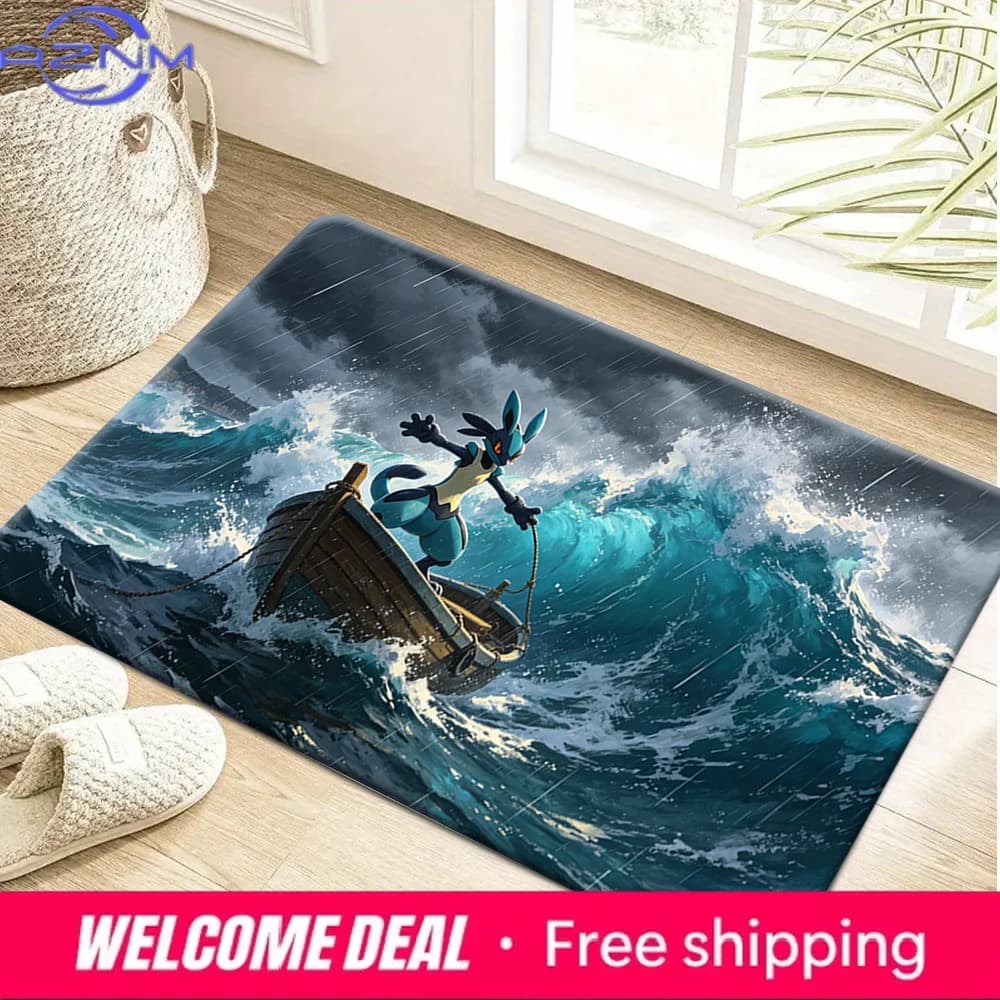 Lucario Stormy Sea Adventure Print Non-Slip Floor Mat Doormat