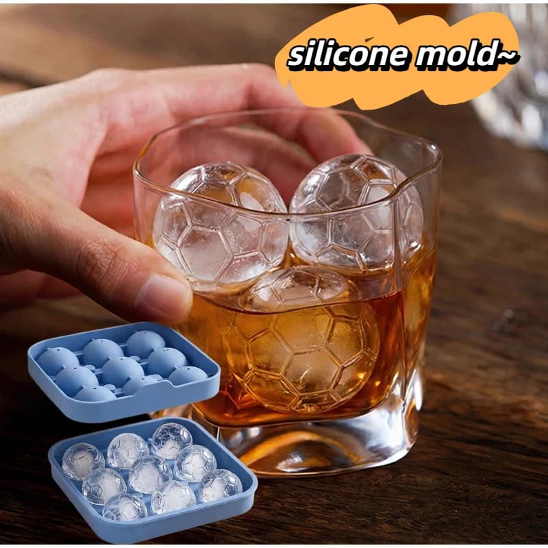 Stampo per Cubetti di Ghiaccio a Forma di Pallone da Calcio in Silicone, Accessori per Bar e Whisky, Stampi in Silicone, Regali