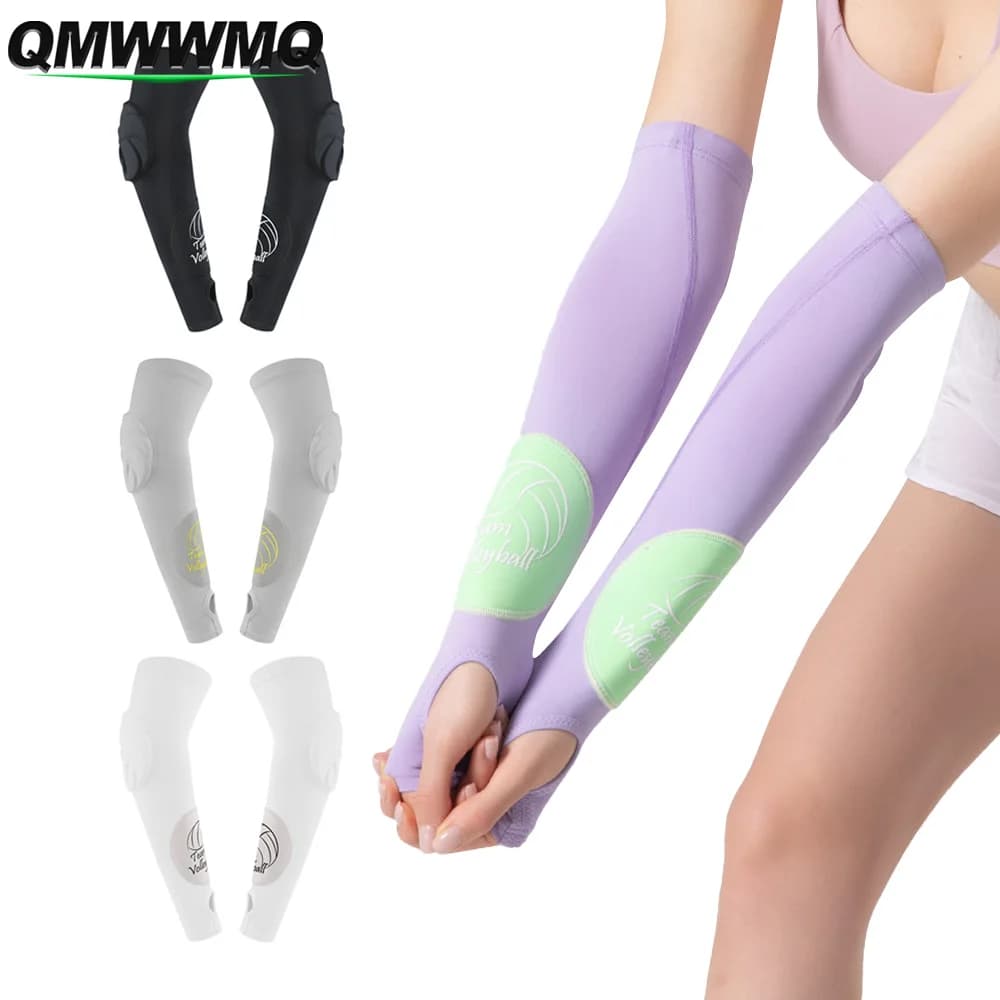 1Pair Premium Volleyball Arm Pads Sleeves - with Protection Pads & Thumb Hole, Fit for Adult Youth Men Women