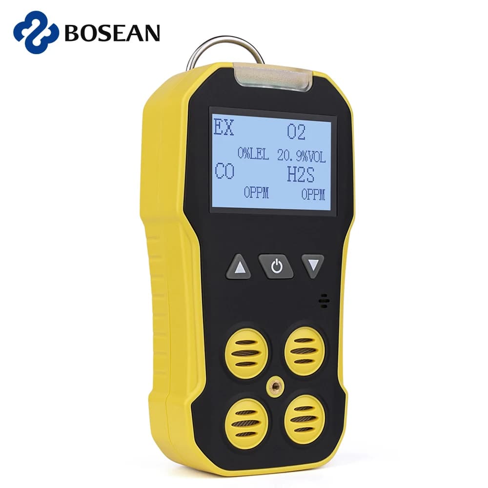 Rilevatore Multigas Bosean 4 in 1 per O2, H2S, CO, LEL - Misuratore di Gas, Rilevatore di Perdite di Ossigeno, Idrogeno Solforato, Monossido di Carbonio e Gas Combustibili