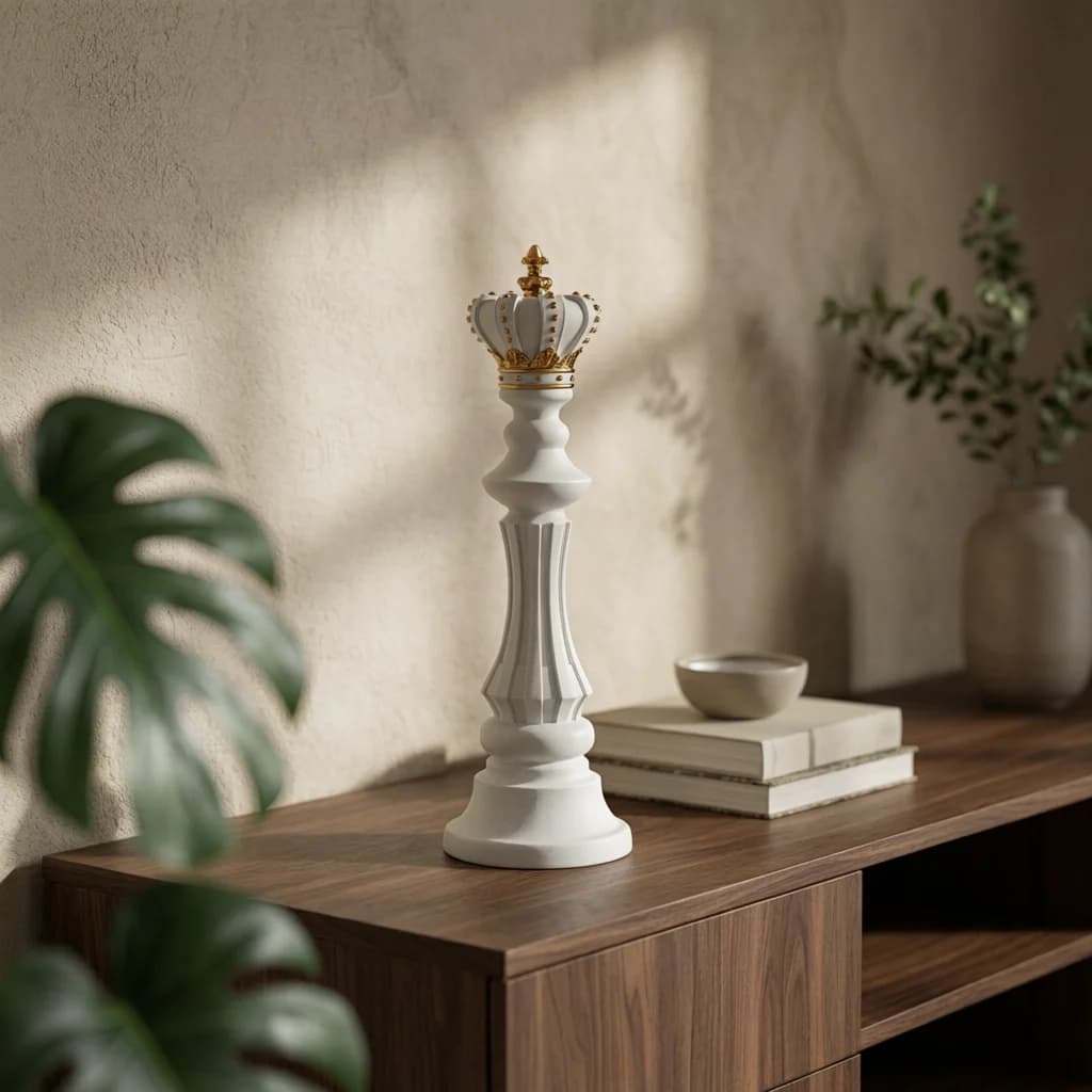 3 Pieces Chess King Queen Knight Statue European Design Chess Piece Decor Set King Figurine Creative Design Queen Figurine