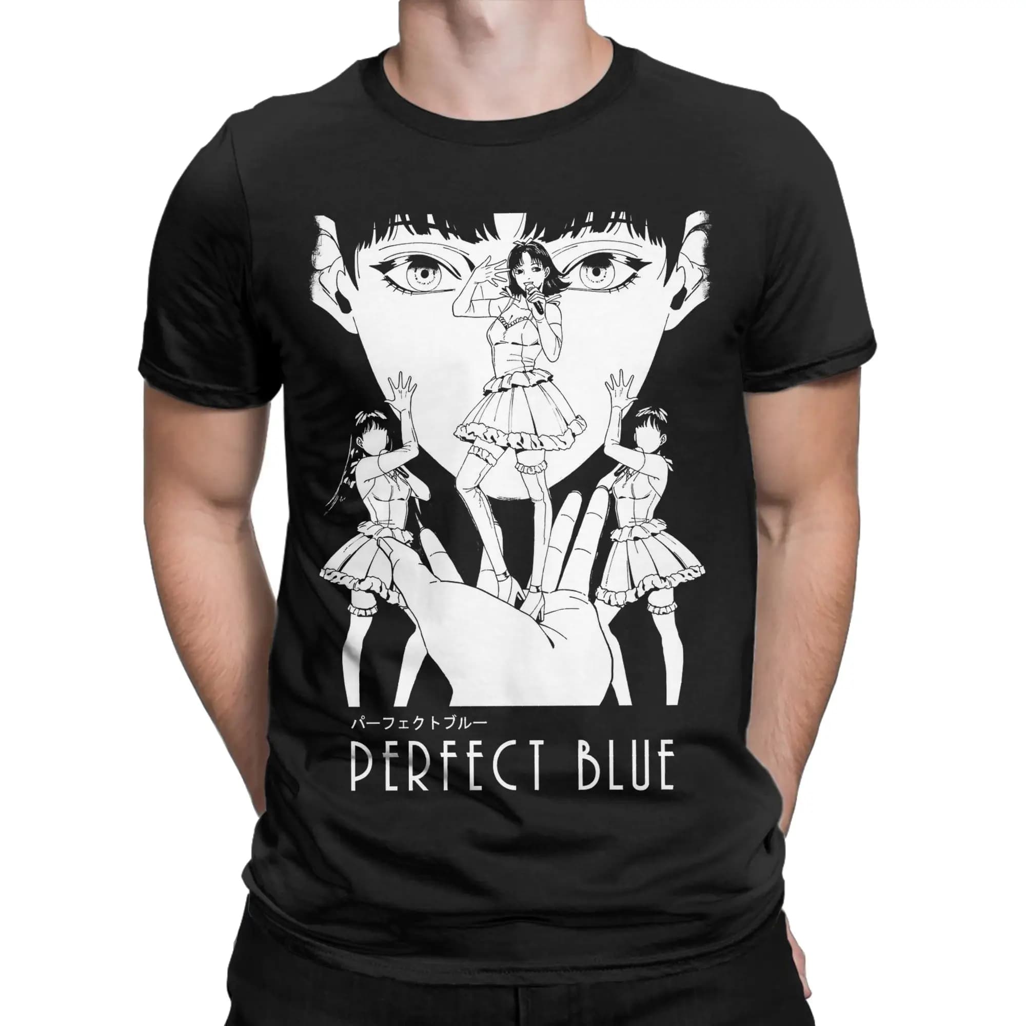 Men's Perfect Blue Satoshi Kon T Shirts 100% Cotton Tops Vintage Short Sleeve Crewneck Tee Shirt Adult T-Shirts
