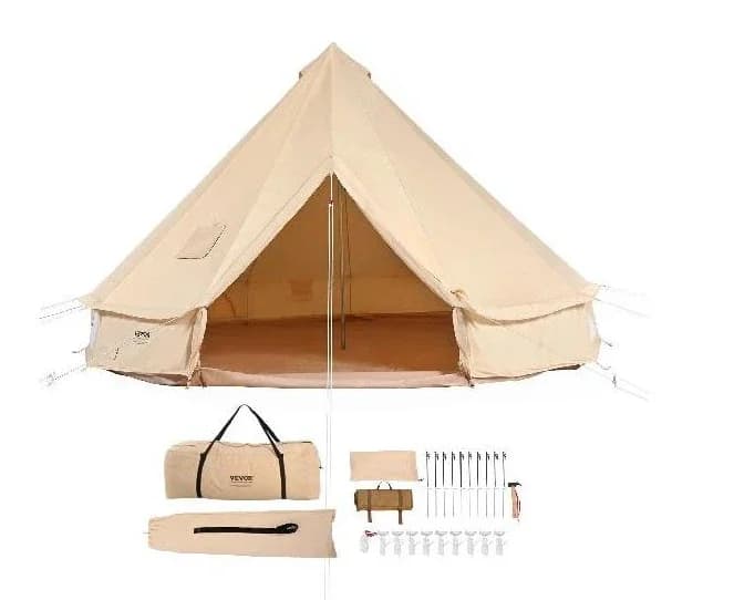 % a camping tent in canvas for 4 seasons with stove Breathable camping tent for outdoor families