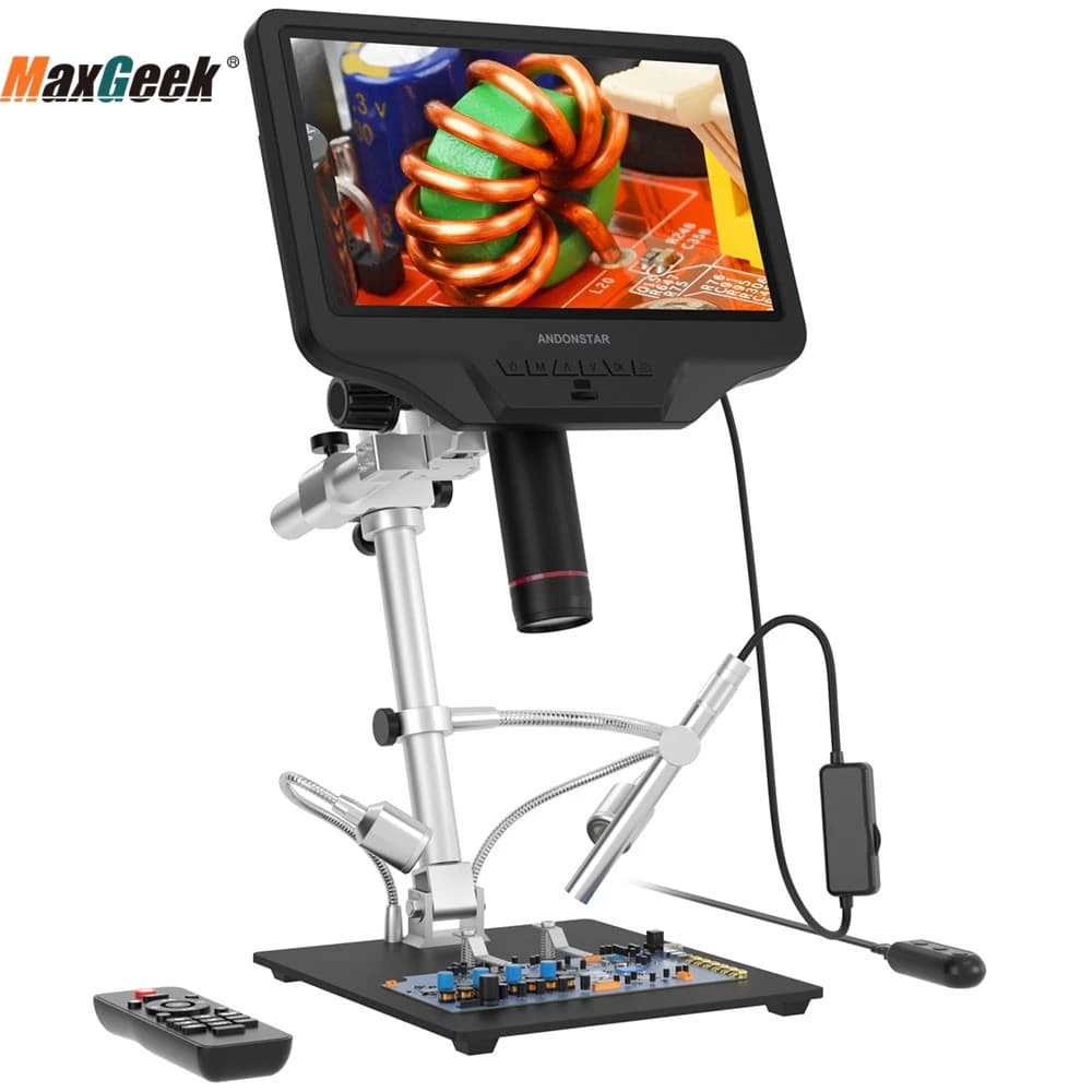 Maxgeek AD409 Pro ES Microscopio digitale con endoscopio e schermo FHD per riparazione elettronica e monitor di saldatura per Andonstar