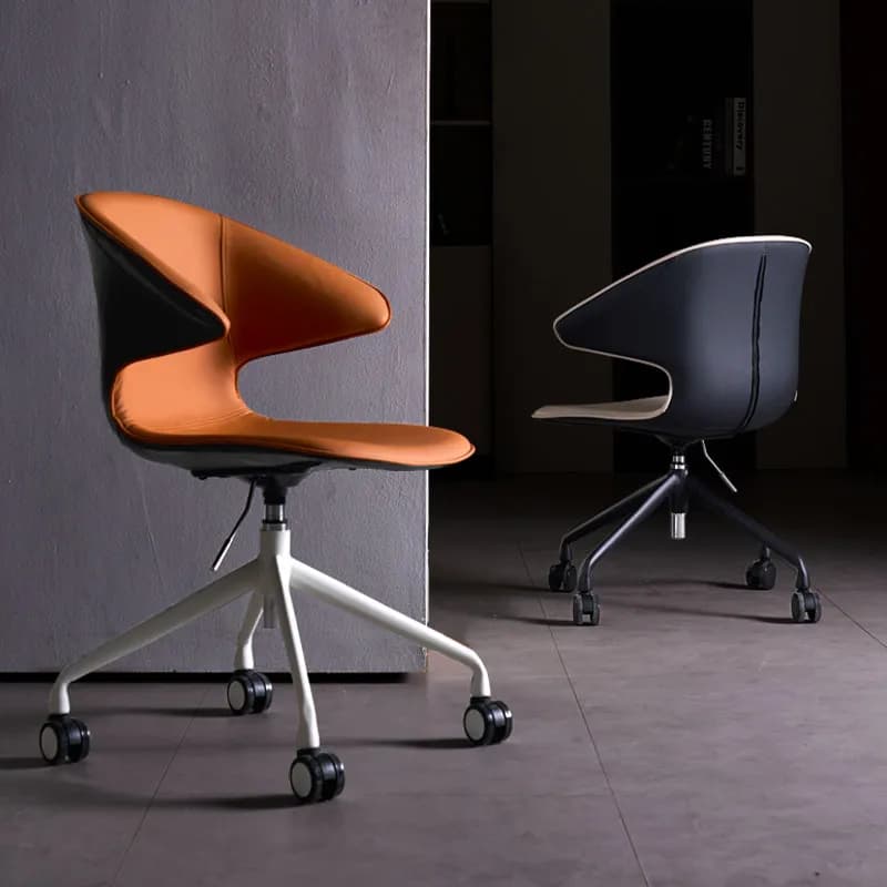 Sedia da Ufficio Moderna con Braccioli, Girevole, Ergonomica, per Visitatori, Colore Tan, per Soggiorno e Gaming, Sedia Relax, Arredamento