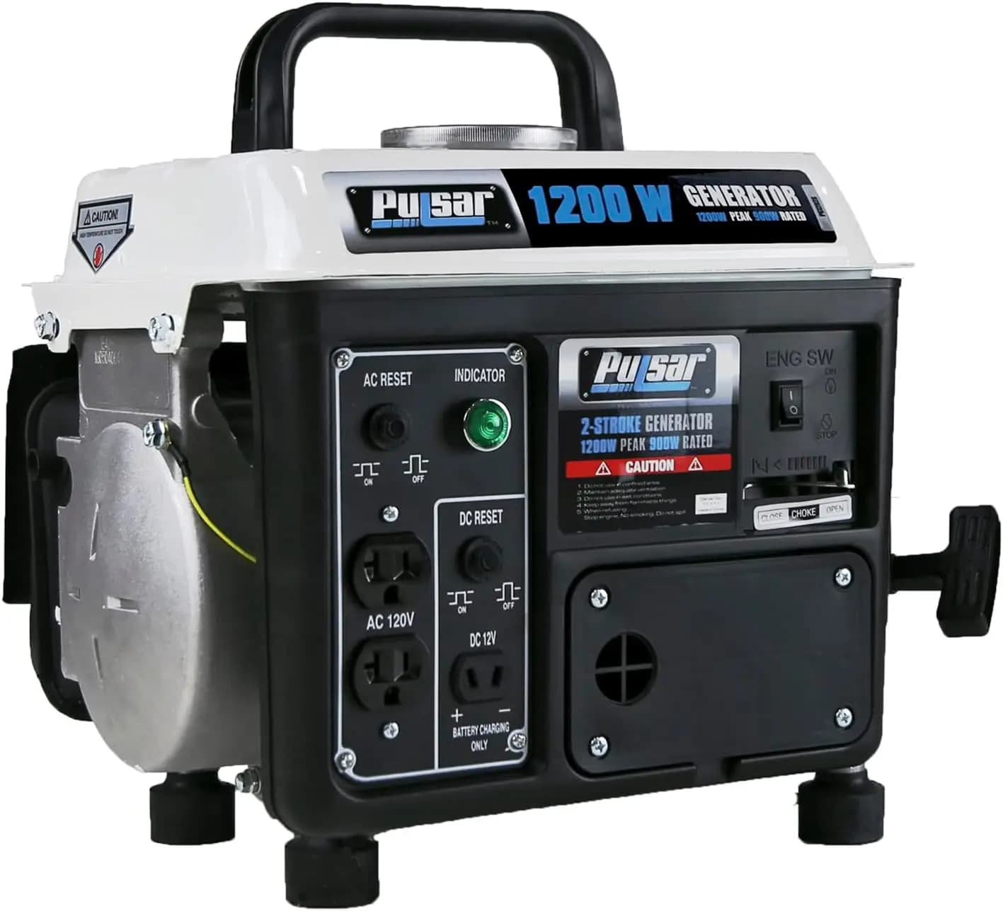 Generatore a Gas Portatile da 1200W, Motore a 2 Tempi con Avviamento a Strappo, Design Compatto per Campeggio e Uso Esterno