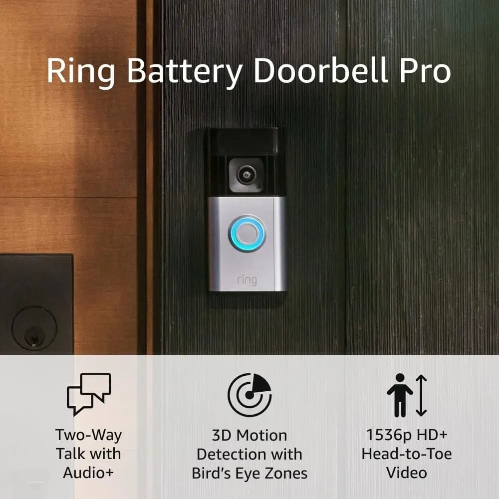Batteria campanello Pro, video HD+ 1536p, rilevamento movimento 3D, audio bidirezionale+, sicurezza domestica e aziendale