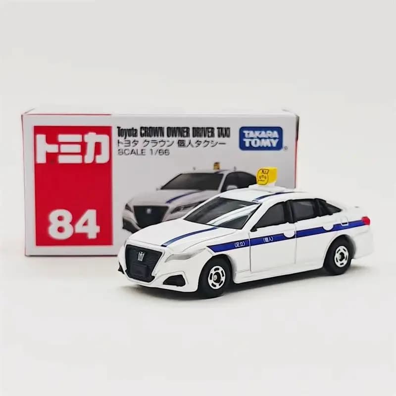 TAKARA TOMY Scala 1:66 Modello in Lega Toyota Crown Taxi N. 84 Rosso e Bianco per Collezione e Decorazione Scrivania, Regalo Ideale per Ragazzi