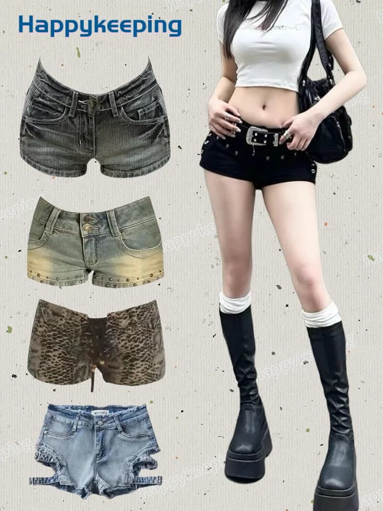 Pantaloncini jeans da donna Harajuku y2k Grunge Vintage streetwear beach jorts vestiti anni 2000 Denim Hot Pants giapponese 2025 estate