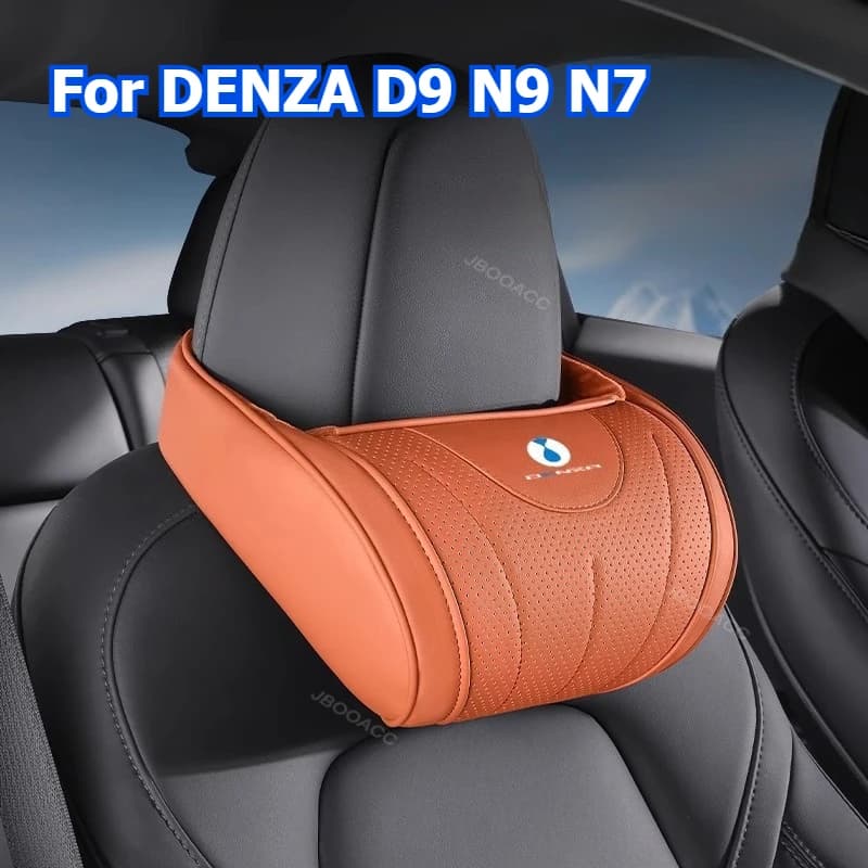 Per DENZA D9 N9 N7 Cuscino per il collo dell'auto Traspirante Morbido poggiatesta Supporto per la vita lombare Cuscino del sedile Accessori per auto in pelle nappa