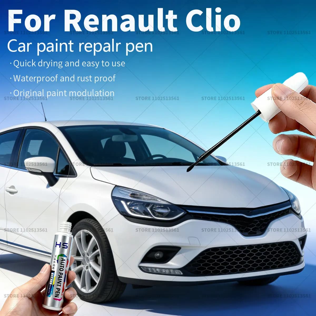 Car paint repair pen for Renault Clio Accessories for repair scratches paint Grey umbrellas black white Glacier white Red