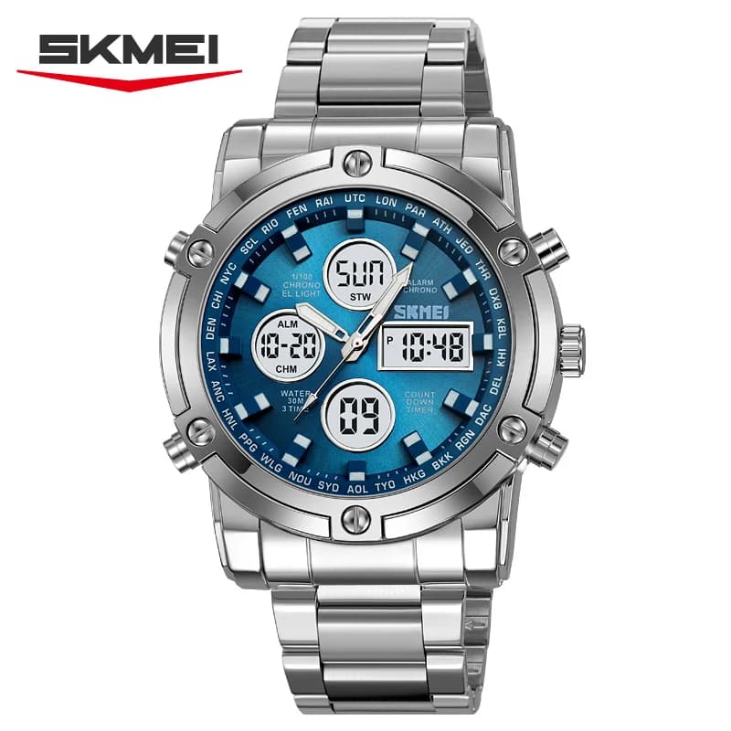 SKMEI 2556 Elegant Men's Electronic Watch for Business, Double Display, Multifunction, Rovescia Account, Luxury Digital Clock, Reloj Hombre