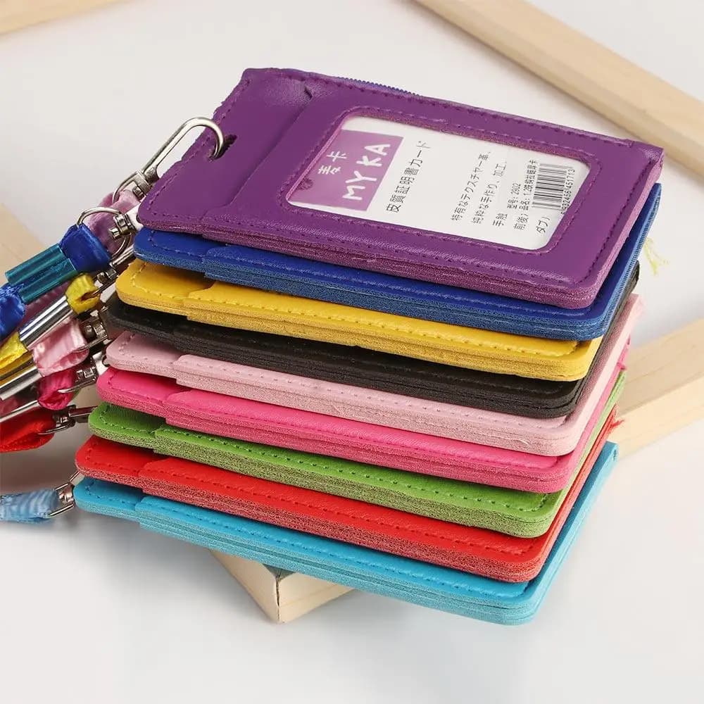 Pouch Wallet School Business Office Supplies Credit Card Holders ID Card Holder ID Holders with Neck Strap Zipper Coin Purses