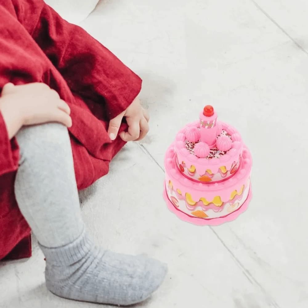Set Gioco di Ruolo Torta di Compleanno con Luci per Educazione Precoce, Gioco di Imitazione, Tema Tè della Principessa Kawaii