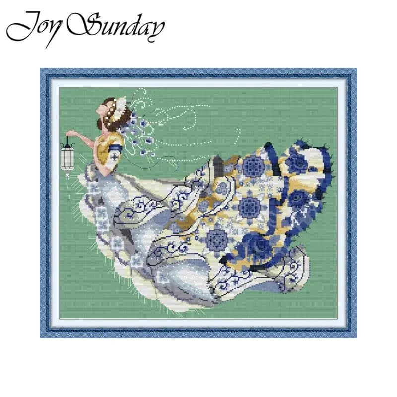 Joy Sunday Nightingale Fairy Kit punto croce Cucito fatto a mano Ricamo Aida Kit materiale per pittura su tessuto Cucito DMC