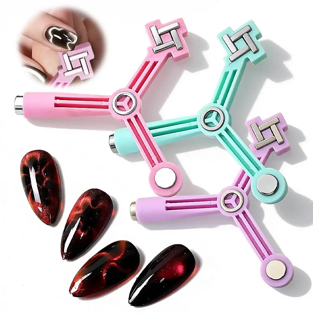 4-in-1 Nail Magnet Cat Eye Effect, Cilindrical Magnetic Point Powerful for Floral and Luminous Decorations, Manicure Tool with Gel