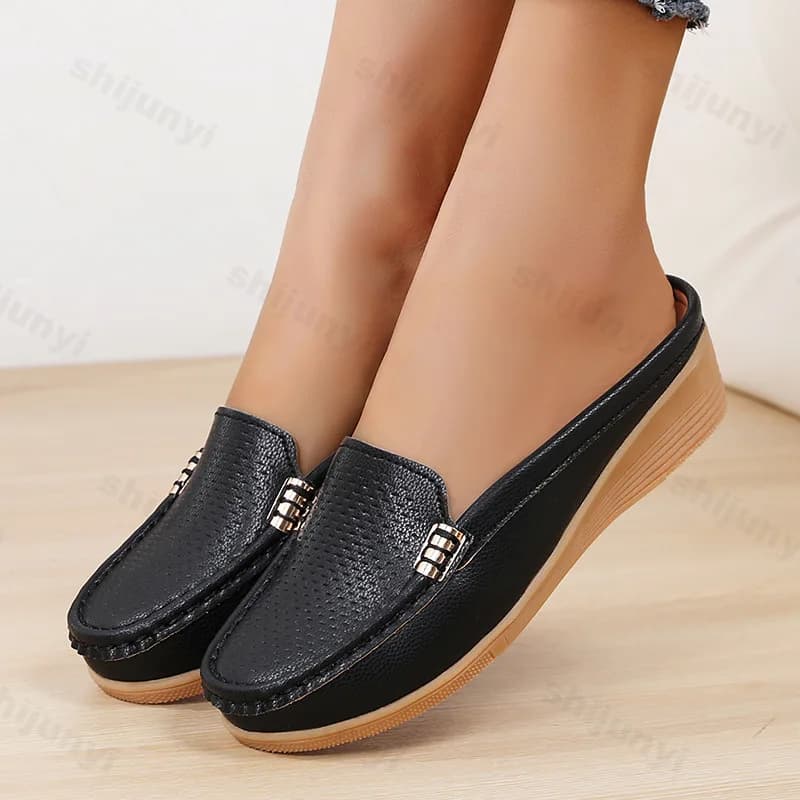 Donne Mezze Pantofole Scarpe Casual Scava Fuori Della Signora Mezze Lofers Pu Appartamenti In Pelle Mocassini Donne di Marca di Lusso Zapatillas Mujer