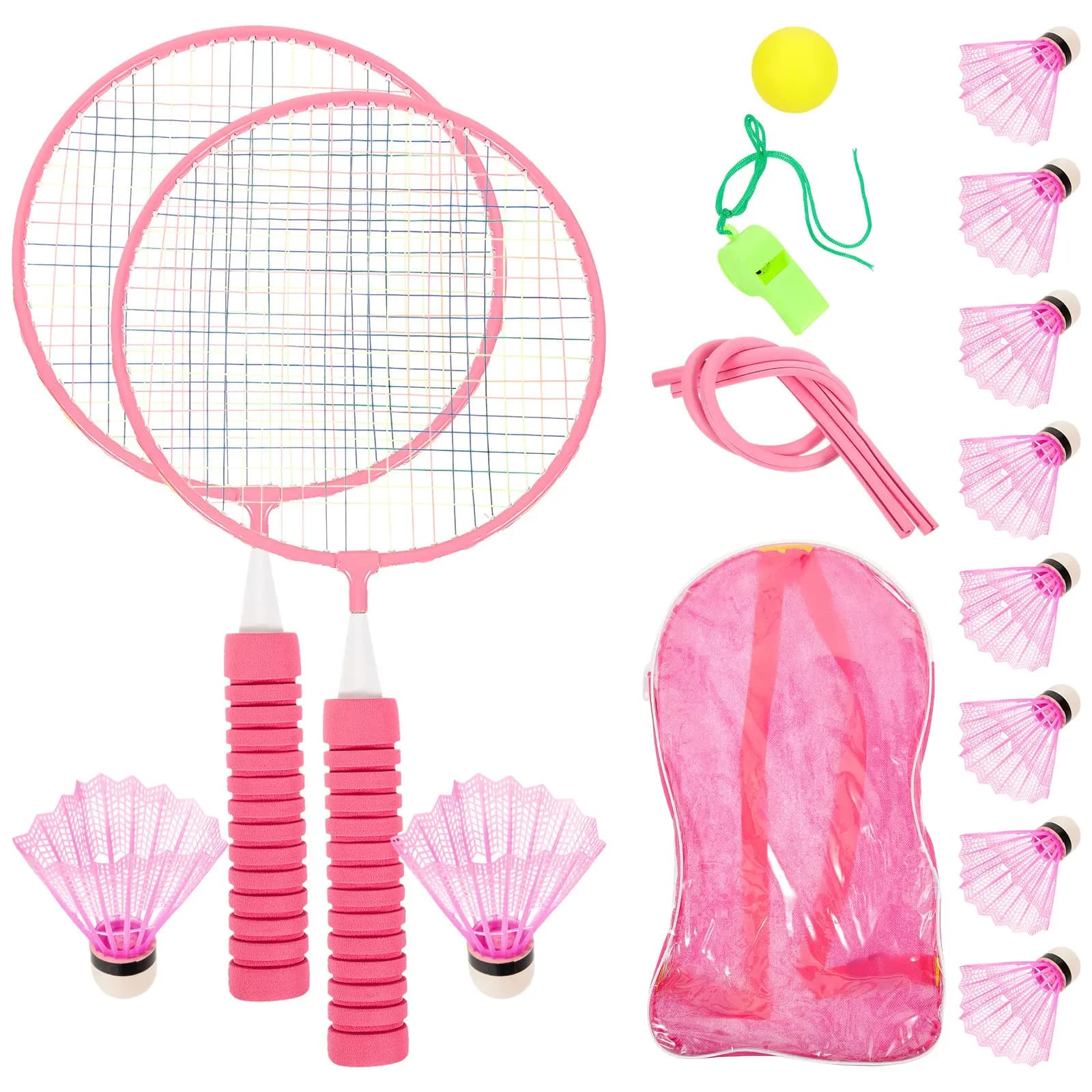 Set di Racchette da Badminton in Nylon e Lega di Alluminio, Kit per Principianti, Attrezzatura Sportiva per Adolescenti, Set Portatile per Tennis e Badminton