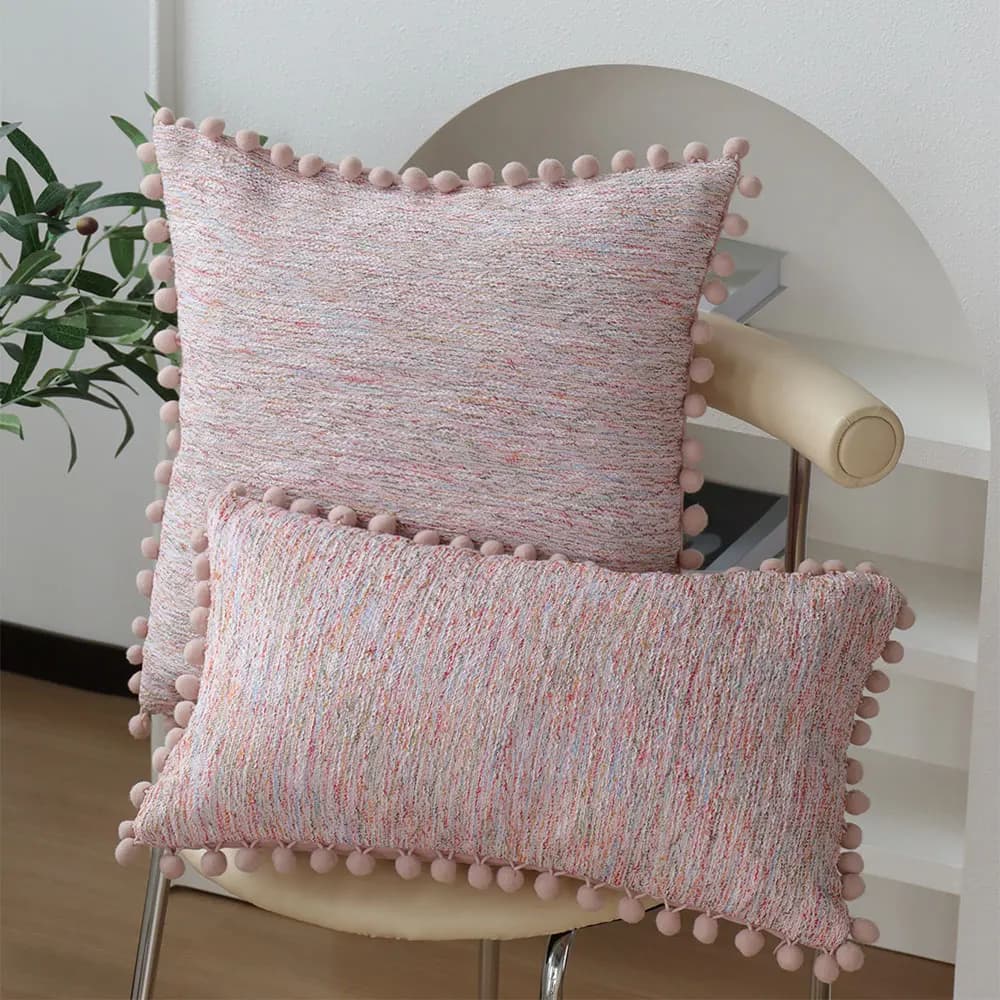 Fodera per cuscino rosa Fodera per cuscino decorativa in tessuto Divano del soggiorno Funda Cojin Bordo a sfera Housse De Coussin Federa per decorazioni per la casa
