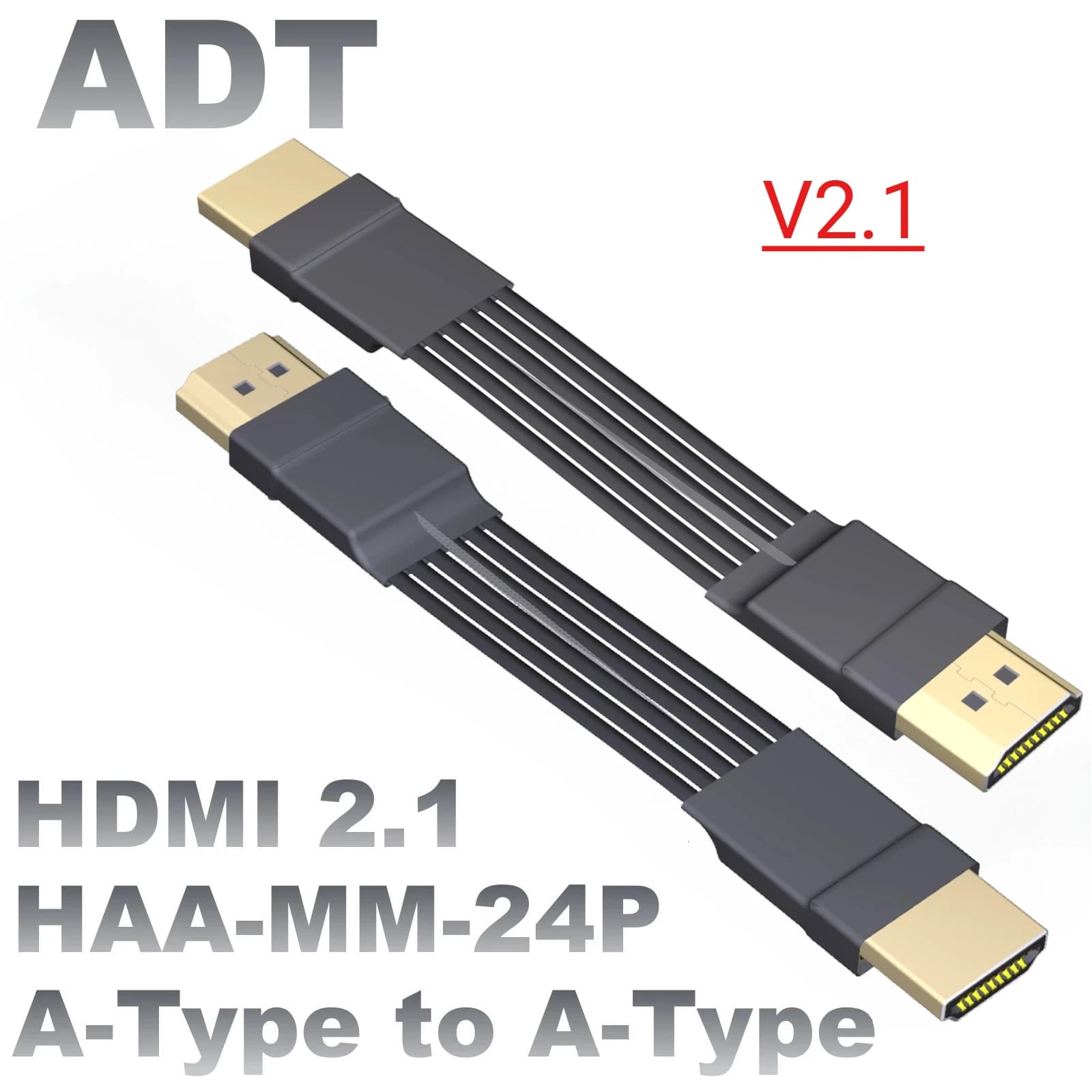 ADT New 24P HDMI-2.1 Type A-A Male to Male Plate Sottile Extension Cable Video FPV PTZ HDMI2.1 Flexible FFC Wire 8K 4K